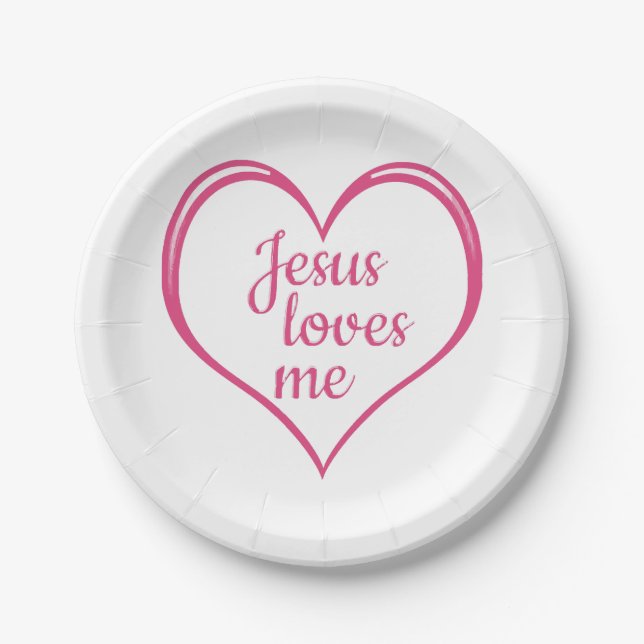 JESUS LIEBEN ME im Herzen Pappteller (Vorderseite)