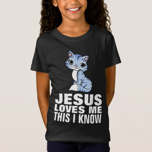 JESUS LIEBEN ME KITTEN, CHRISTLICHE CAT-T - SHIRT (Vorderseite)