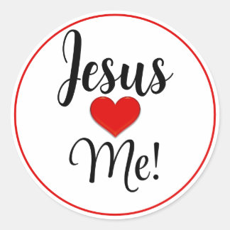 Jesus Lieben Me Rotes Herz Runder Aufkleber
