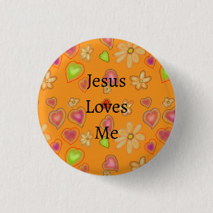 Jesus Lieben mir Blumenhörner Gelber Knopf Button