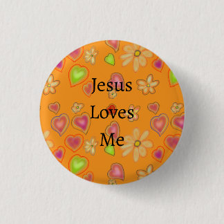 Jesus Lieben mir Blumenhörner Gelber Knopf Button