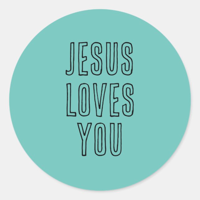 Jesus Lieben Sie anpassen Aqua & Black Modern Runder Aufkleber (Vorderseite)