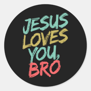 Jesus Lieben Sie Bro Funny Christlichen Jungen Jun Runder Aufkleber