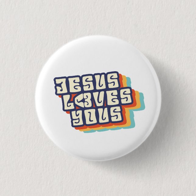 Jesus Lieben Sie Christlich Retro Button (Vorderseite)