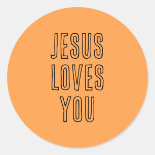 Jesus Lieben Sie Editierbar Orange & Black Niedlic Runder Aufkleber