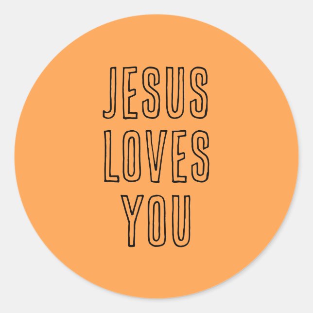 Jesus Lieben Sie Editierbar Orange & Black Niedlic Runder Aufkleber (Vorderseite)