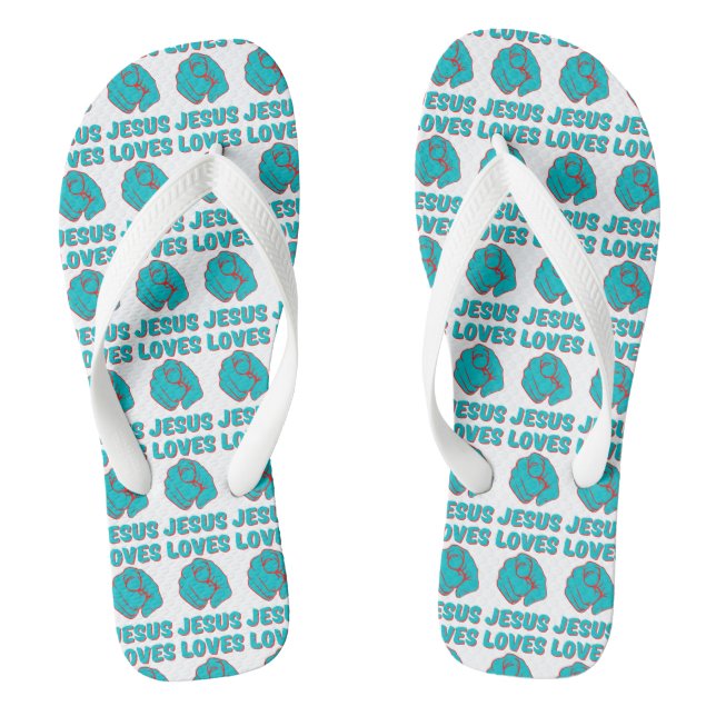 Jesus Lieben Sie glauben basierte Quote All-over U Flip Flops (Fußbett)