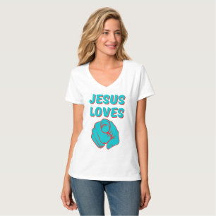 Jesus Lieben Sie glauben, dass Zitat Womens V-Neck T-Shirt
