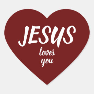 JESUS Lieben Sie Minimal Modern Simple Valentine's Herz-Aufkleber