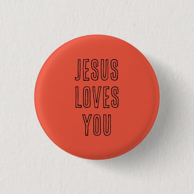 Jesus Lieben Sie personalisieren Rot auf Niedliche Button (Vorderseite)