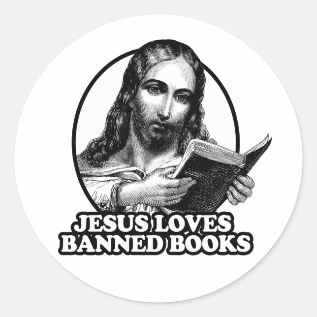 Jesus-Lieben verboten Bücher Runder Aufkleber (Vorderseite)