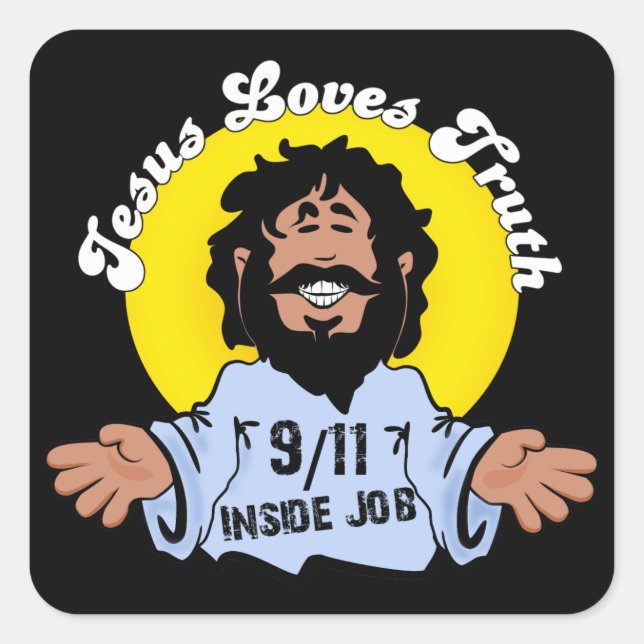 Jesus Lieben Wahrheit 9-11 Inside Job Funny Quadratischer Aufkleber (Vorderseite)