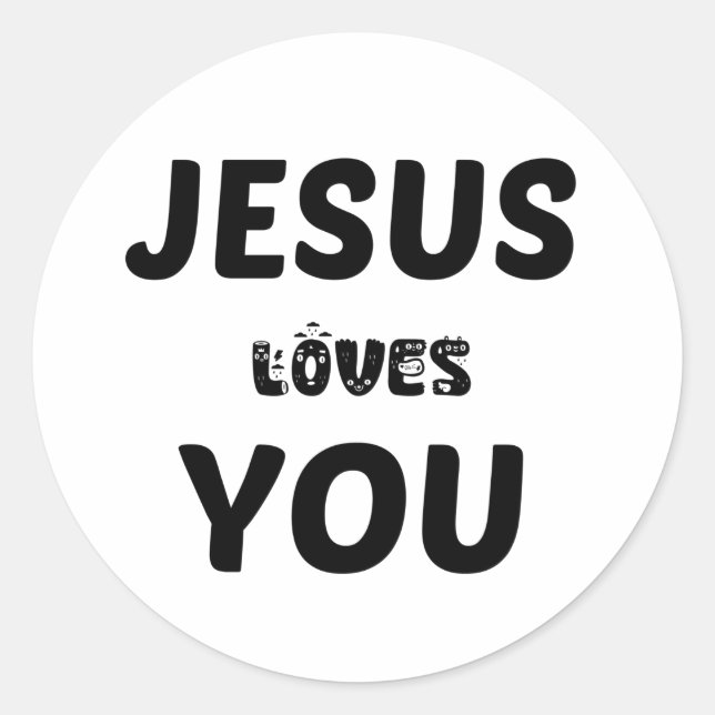 JESUS LIEBEN YOU RUNDER AUFKLEBER (Vorderseite)
