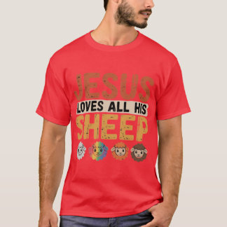 Jesus liebt alle seine Schafe Christentum Regenbog T-Shirt