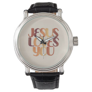 Jesus liebt christliches Typografie-Design Armbanduhr