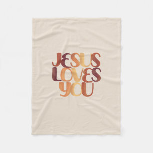 Jesus liebt christliches Typografie-Design  Fleecedecke