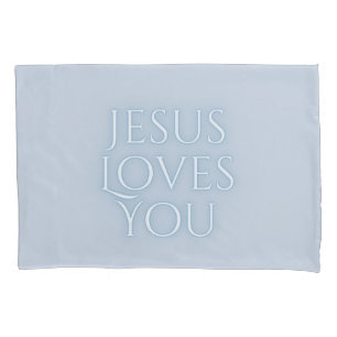 Jesus liebt christliches Typografie-Design Kissenbezug