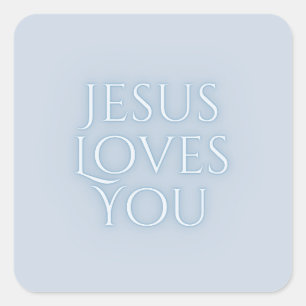 Jesus liebt christliches Typografie-Design Quadratischer Aufkleber