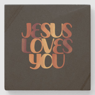 Jesus liebt christliches Typografie-Design  Steinuntersetzer
