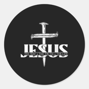 Jesus liebt das Christliche religiöse Nagelkreuz Runder Aufkleber