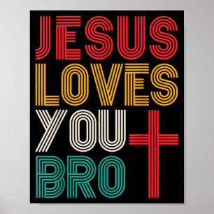 Jesus liebt dich Bruder Christlicher Glaube Retro- Poster