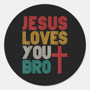 Jesus liebt dich Bruder Christlicher Glaube Retro- Runder Aufkleber