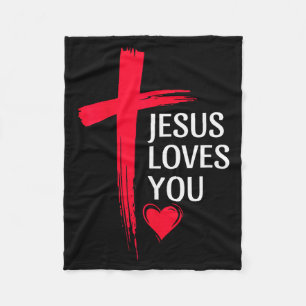 Jesus liebt dich christliche Liebe Kreuz Herz Desi Fleecedecke
