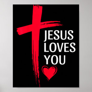 Jesus liebt dich christliche Liebe Kreuz Herz Desi Poster