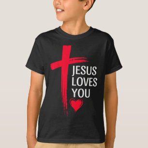 Jesus liebt dich christliche Liebe Kreuz Herz Desi T-Shirt