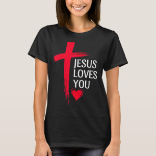 Jesus liebt dich christliche Liebe Kreuz Herz Desi T-Shirt