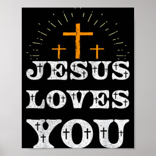 Jesus liebt dich christliches Kreuz Glaube  Poster