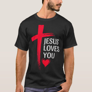 Jesus liebt dich christliches Liebeskreuz Herz Des T-Shirt