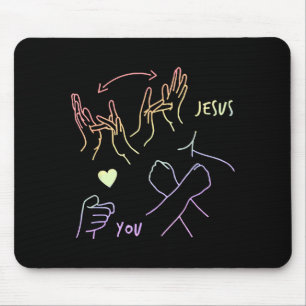 Jesus liebt dich Gebärdensprache Christlicher Glau Mousepad
