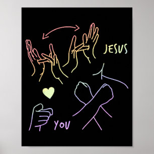 Jesus liebt dich Gebärdensprache Christlicher Glau Poster