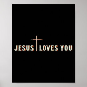 Jesus liebt dich Kreuz Gott christliches Grafik  Poster