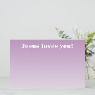 Jesus liebt dich! lila Ombre Briefpapier