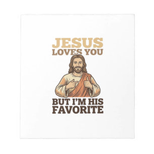 Jesus liebt dich lustiges Vintage-Glaubens-Shirt-D Notizblock