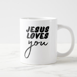 'Jesus liebt dich' Minimalistisches christliches E Jumbo-Tasse