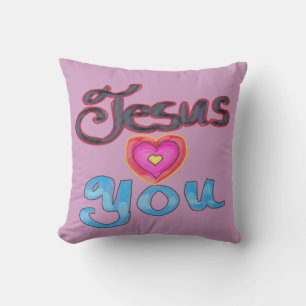 Jesus liebt dich, personalisierter Name, Lavendel Kissen