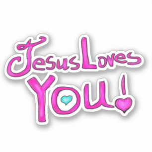 Jesus liebt dich Pink  Aufkleber