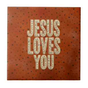 Jesus liebt dich rustikale christliche Ermutigung Fliese