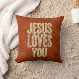 Jesus liebt dich rustikale christliche Ermutigung Kissen