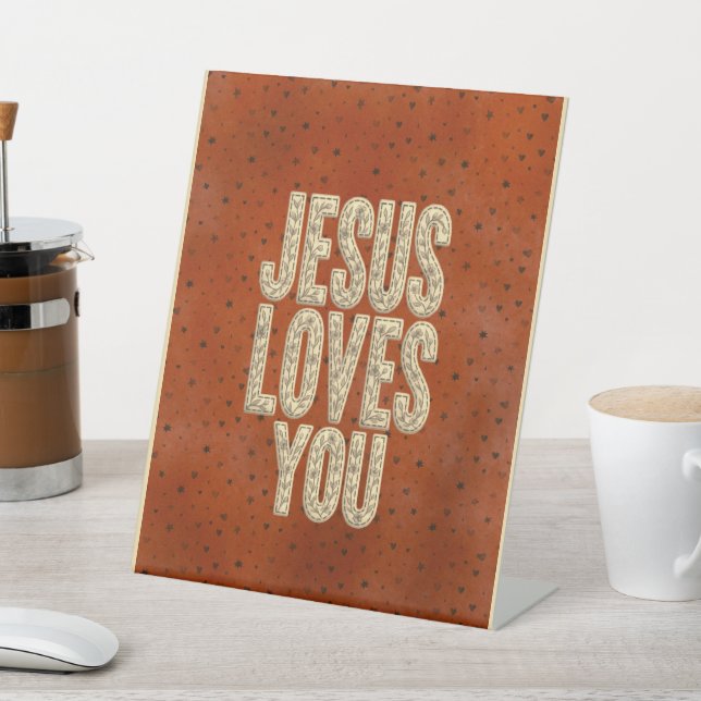 Jesus liebt dich rustikale christliche Ermutigung Sockelschild (In SItu)