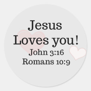 Jesus liebt dich Schrift Runder Aufkleber