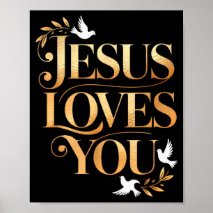 Jesus liebt dich Taube und Olivenzweig Elegant Chr Poster