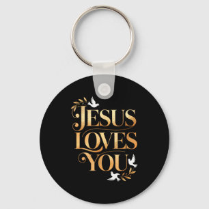 Jesus liebt dich Taube und Olivenzweig Elegant Chr Schlüsselanhänger