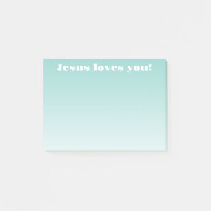 Jesus liebt dich! teal ombre post-it klebezettel