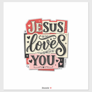 Jesus liebt dich Vintage Gravur Christliche Typogr Aufkleber