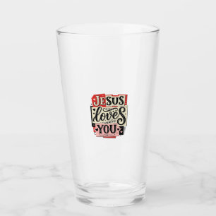 Jesus liebt dich Vintage Gravur Christliche Typogr Glas