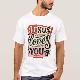 Jesus liebt dich Vintage-Gravur Christliche Typogr T-Shirt